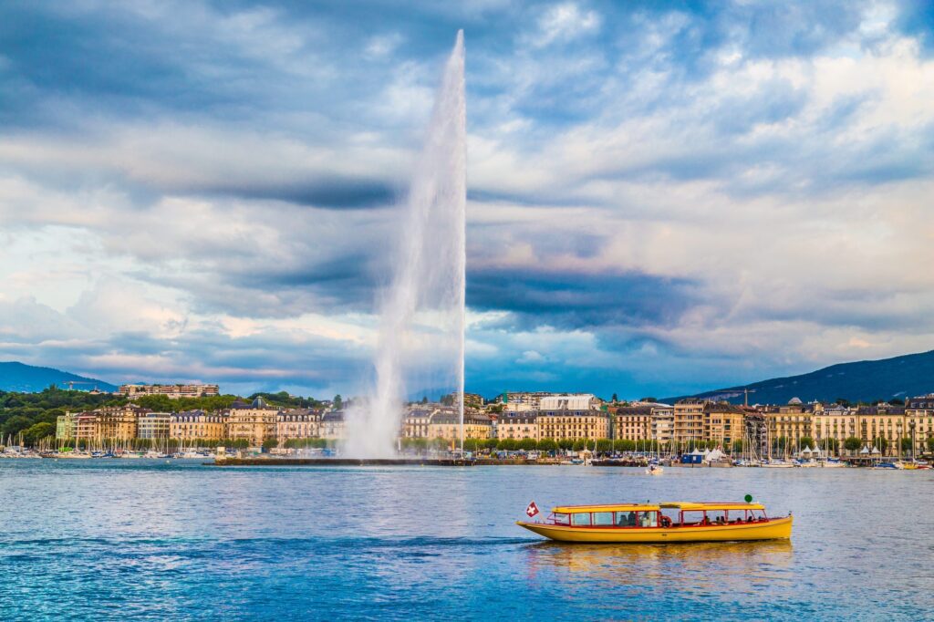 Jet d'eau sur un lac