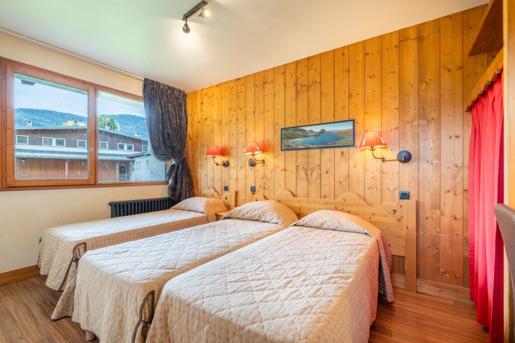 Chambre à deux lits avec vue sur la montagne